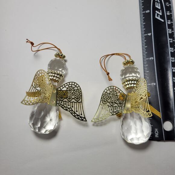 2 Vintage Avon Angelic Reflections Glass Angel Christmas Ornament - Picture 4 of 5
